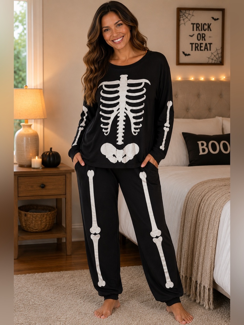 Way To Celebrate Skeleton Pajama Loungewear Set - Size XL